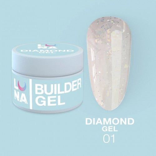 Gel für Erweiterungen LunaMoon Diamond Gel Nr. 1 15 ml