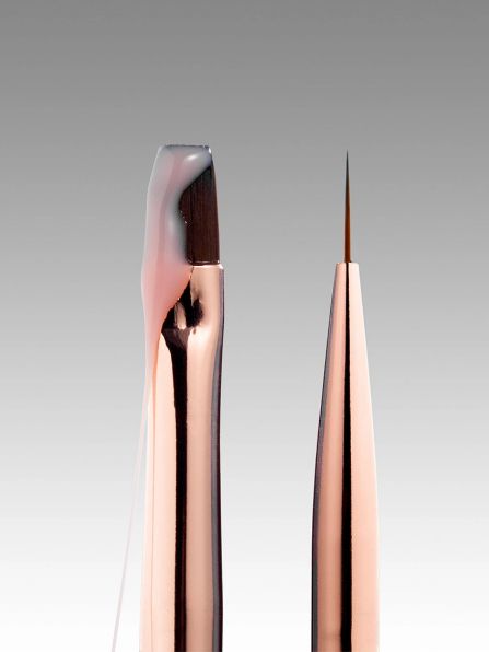 Doppelseitiger beiger Pinsel DARK (Liner 11 mm, flacher quadratischer Pinsel, Gelpinsel 9 mm)