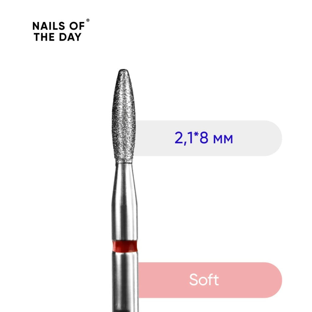 Nailsoftheday Diamant-Nagelfräser, Flammenrot (abgerundete Spitze), 2,1 x 8 mm