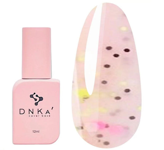 Base DNKa Cover №0061 Confetti pink with yellow, pink and black flakes 12 ml (DNKA0061)