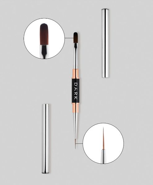 Doppelseitiger Pinsel DARK (10-mm-Eyeliner, 12-mm-Gel-Nagelstift (abgerundet))