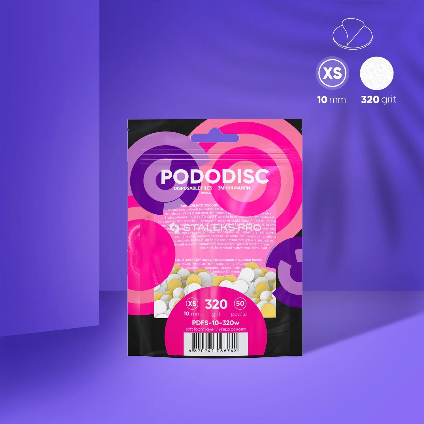 Ersatzfeilen auf weicher Unterlage für die Pedikürescheibe PODODISC STALEKS PRO XS (50 Stück) Körnung 320