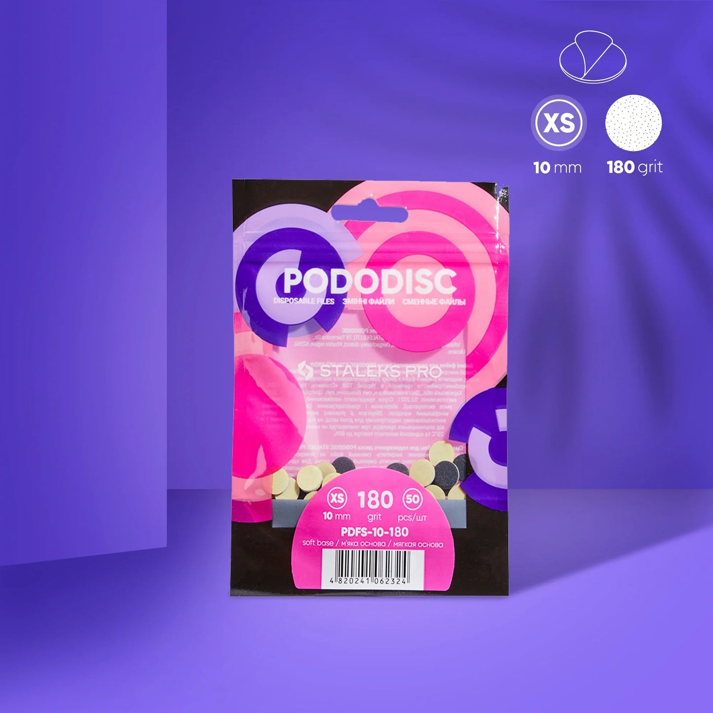 Ersatzfeilen auf weicher Basis für die Pedikürescheibe PODODISC STALEKS PRO XS (50 Stück), Körnung 180