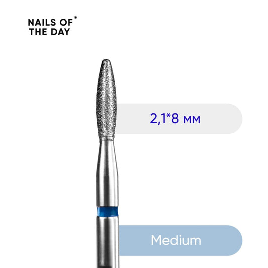 Nailsoftheday Flame Blue Diamant-Nagelfräser (abgerundete Spitze), 2,1 x 8 mm