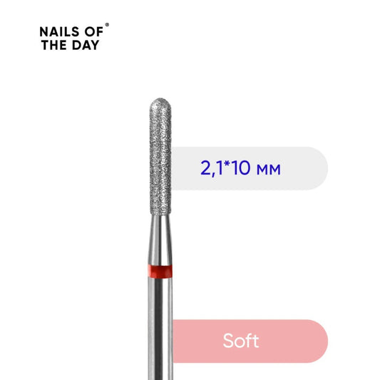 Nailsoftheday Diamantbohrer, rot, abgerundeter Zylinder, 2,1 x 10 mm