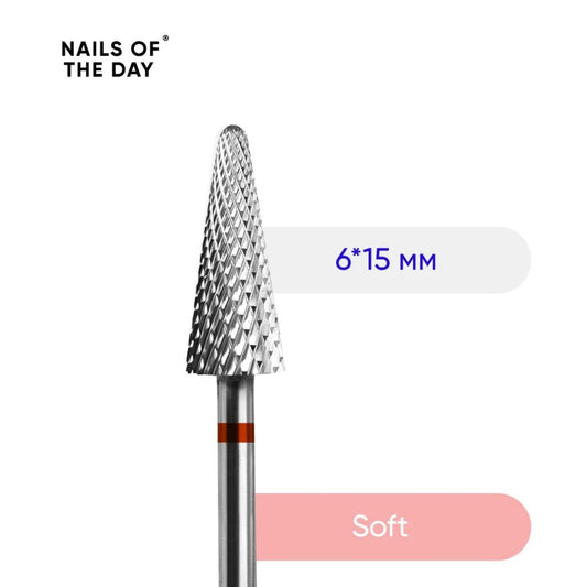Nailsoftheday Kegelschneider – Marken-Hartmetallschneider, roter Kegel, 6*15 mm.
